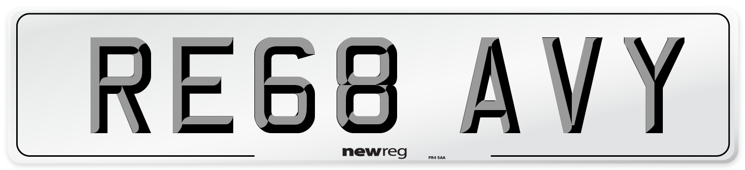RE68 AVY Number Plate from New Reg